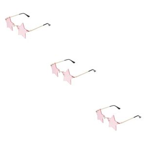SAFIGLE 3 Pairs Party Sunglasses Fashion Eyeglasses for Women Prom Gown Star Rimless Sunglasses Beach Sunglasses for Glasses Funky Sunglasses Props Pink Pc Halloween Miss