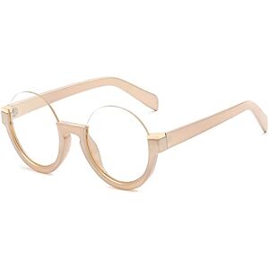 Penkee Fashion Semi-Rimless Round Women Gradient Sunglasses Retro Clear Lens Glasses Frame Shades Uv400