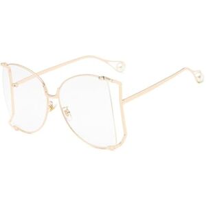 Generic Oversized Square Sunglasses Women Cat Eye Clear Shades Glasses Pearl Half Frame Sun Glasses Ladies185