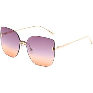 Mutyne Women Rimless Cat Eye Oversized Sunglasses Luxury Fashion Female Sun Glasses Men Wild Personality Eyewear Frameless Shades,C5 Purple Orange,One Size