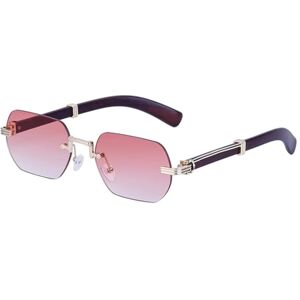 Hches Small Rectangle Rimless Sunglasses Men Square Frameless Sun Glasses For Male Shades,C7 Gold Pink,One Size