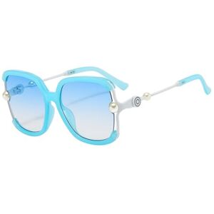 Hpirme Half Frame Women Square Pearl Sunglasses For Female Shade Sun Glasses Oversized Eyewear Ladies Uv400,Blue,One Size