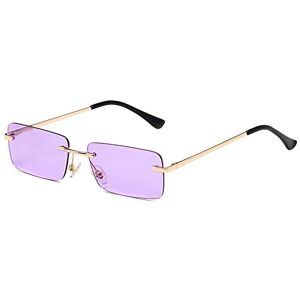 Sibeg Small Square Rimless Sunglasses For Women 2024 New Black Sun Glasses Female Vintage Eyewear Uv400(Color:Purple)