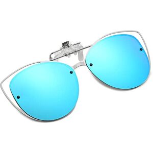 Kyiduo Women'S Polarized Cat Eye Clip On Sunglasses Over Prescription Glasses Uv 400 Protection (Blue)