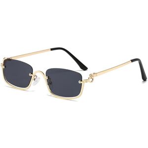 Agrieve Fashion Small Square Women'S Sunglasses Luxury Metal Half Frame Sunglasses Woman Trend Vintage Black Pink Shades,Gold Gray,One Size