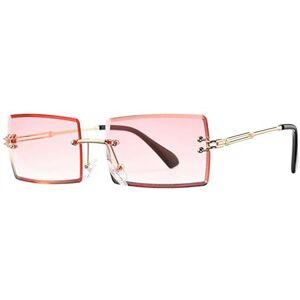 MPOWRX Rimless Rectangle Sunglasses for Women Frameless Square Shades for Men UV400 Eyewear -C5 Gradient Pink