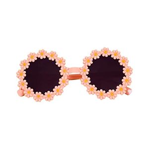 Srtumey Kids Daisy Sunglasses Girls Sunglasses Daisy Floral Eyewear Glasses Round Party Accessories Sunglasses Round Flower Sunglasses for Aged 1-6 Pink
