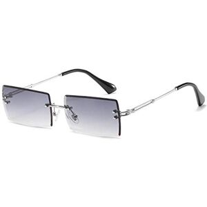 Generic Fashion Popular Sun Glasses Rectangle Rimless Gradient Sunglasses Women Men Small Shades Sun Glasses For Male Eyewear/silver Gray/one Size