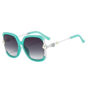 Hpirme Half Frame Women Square Pearl Sunglasses For Female Shade Sun Glasses Oversized Eyewear Ladies Uv400,Green,One Size