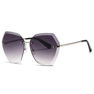 kimorn Sunglasses For Women Oversized Rimless Diamond Cutting Lens Classic Eyewear AE0534 (Silver&Gray, 65)