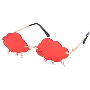 VALICLUD Sunglasses for Women Cloud Shaped Rimless Sunglasses with Lightning Charms Fashion Sunglasses Colored Lens Red