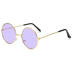 Gsauu 2024 New Round Frame Sunglasses Women Vintage Shades Sweet Pink Sun Glasses For Men Fashion Punk Glasses(Color:Purple)