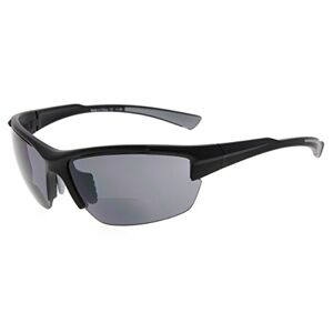 Eyekepper TR90 Sports Half-Rimless Bifocal Sunglasses Baseball Running Fishing Driving Golf Softball Hiking Readers (Black Frame Grey Temple, 1.75)