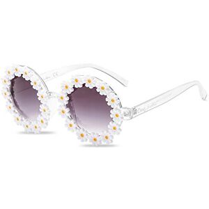 LumiSyne Sweet Daisy Sunglasses Women Men Round Frame Flower Decoration Glasses UV400 Prom Party Glasses Cute Photography Props White Couples Eyewear Travel Beach