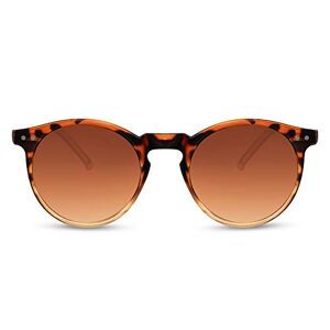 53909 Cheapass Sunglasses Round Shiny Leopard to Transparent Orange Frame with Brown Gradient Lenses UV400 protected Vintage Fashion Mens Womens
