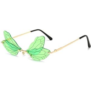 Lvtfco Fashion Rimless Dragonfly Wing Sunglasses Women Vintage Clear Ocean Lens Eyewear Men Pink Yellow Sun Glasses Shades Uv400,Champagne,One Size