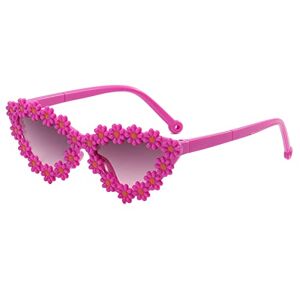 Srtumey Daisy Sunglasses Cat Eye Sunglasses for Toddler Baby Girls Sunglasses Daisy Floral Eyewear Glasses Sunflower Glasses Sunglasses Hot Pink