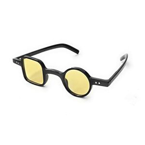 Kgm Unisex Vintage One Square One Round Frame Unique Fashion Sunglasses Eye-Wear (Black-Yellow)