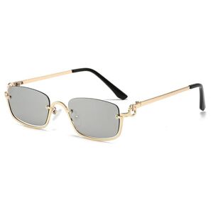 Agrieve Fashion Small Square Women'S Sunglasses Luxury Metal Half Frame Sunglasses Woman Trend Vintage Black Pink Shades,Gold Silver,One Size