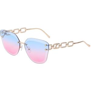 Rimless Cat Eye Sunglasses Women Sun Glasses For Female Metal Chain Sunglass Uv400 Generic88