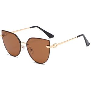 Lvtfco Fashion Ladies Cat Eye Sunglasses Women Vintage Rimless Gradient Sun Glasses For Female Trendy Eyeglasees Uv400,Brown,One Size