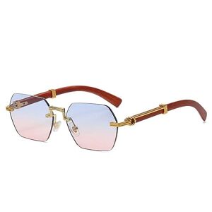 Mutyne Vintage Square Rimless Sunglasses Men Women Frameless Sun Glasses For Male Rectangle Eyewear Shades Uv400,C3 Blue Pink,One Size