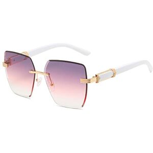 Gsauu 2024 New Rimless Square Luxury Sunglasses For Men Women Fashion Shades Uv400 Vintage Glasses(Color:Pink)