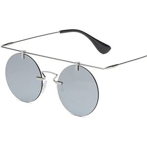 Gsauu Sibeg Luxury Sunglasses For Men 2024 New Vintage Alloy Rimless Round Pilot Sun Glasses Women Gradient Eyewear(Color:Silver)