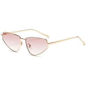 Yameize Vintage Retro Sunglasses For Women Men Trendy Rimless Cat Eye 90s Small Rectangle Metal Gold Frame Rave Sunglasses Goldbrown