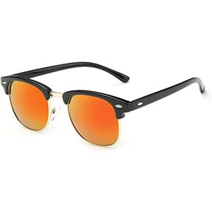 Pinklady Retro Vintage Classic Half Rim Semi Rimless Square Oval Men Women Sunglasses (Black-Orange Mirror)