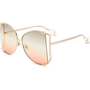 Generic Oversized Square Sunglasses Women Cat Eye Clear Shades Glasses Pearl Half Frame Sun Glasses Ladies46