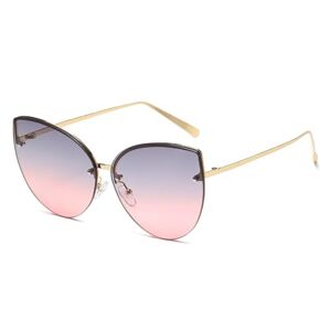 Lvtfco Vintage Cat Eye Rimless Sunglasses Metal Frames Cateye Shades Gradient Uv400 Summer Traveling Sun Glasses For Women Uv400,Grey Pink