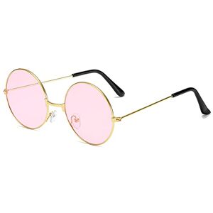 Gsauu 2024 New Round Frame Sunglasses Women Vintage Shades Sweet Pink Sun Glasses For Men Fashion Punk Glasses(Color:Pink)