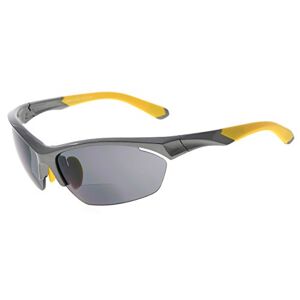 Eyekepper TR90 Sports Bifocal Sunglasses Baseball Running Fishing Driving Golf Softball Hiking Half-Rimless Reading Glasses (Pearly Grey, 3.50)