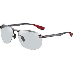 Gyios Sunglasses Mens Rimless Photochromic Polarized Driving Sun Glasses Aluminum Anti-glare-gun-chameleon,a