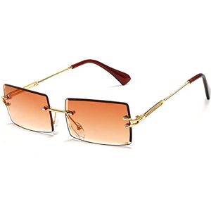 Kgm Unisex Retro Look Vintage Rimless Rectangular Designer Sunglasses 90`S Y2k A17 (Orange)