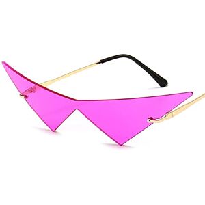 Sibeg Cat Eye Rimless Sunglasses For Women Men Fashion One Piece Lens Sun Glasses Female 2024 New Triangle Eyewear Men Uv400(Color:Purple)