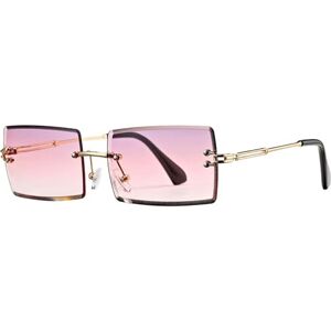 MPOWRX Rimless Rectangle Sunglasses for Women Frameless Square Shades for Men UV400 Eyewear -C4 Gradient Purple