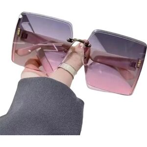 Ydrabfle Women'S Sunglasses Vintage Square Sunglasses Woman Classic Retro Gradient Mirror Frameless Sun Glasses Female Rimless-Purple Pink-As Picture