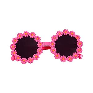 Srtumey Kids Daisy Sunglasses Girls Sunglasses Daisy Floral Eyewear Glasses Round Party Accessories Sunglasses Round Flower Sunglasses for Aged 1-6 Hot Pink