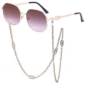 Sibeg Sunglasses For Women Chain Lens Alloy 2024 Luxury Vintage Retro Black Sexy Sun Glasses Female Shades Rimless(Color:Pink)