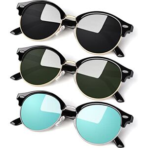 Linvo Polarised Semi-Rimless Sunglasses For Men Women, Round Classic Shades Half Frame Driving Sunglasses Uv400 Protection