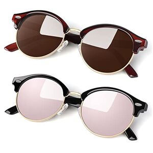 Linvo Polarised Semi-Rimless Sunglasses For Men Women, Round Classic Shades Half Frame Driving Sunglasses Uv400 Protection