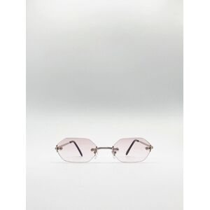 SVNX Rimless Hexagon Sunglasses In Pink