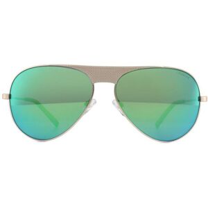 Polaroid Aviator Mens Light Gold Grey Metallic Green Polarized Sunglasses - One Size