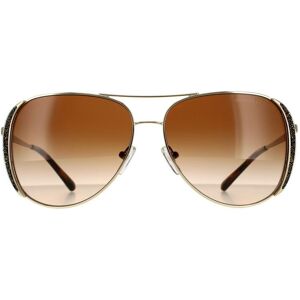 Michael Kors Aviator Womens Light Gold Smoke Gradient Sunglasses - One Size