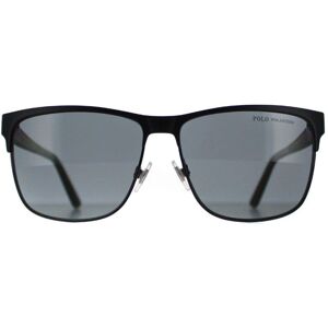 Polo Ralph Lauren Square Mens Matte Black On Shiny Grey Polarised Ph3128 Metal - One Size