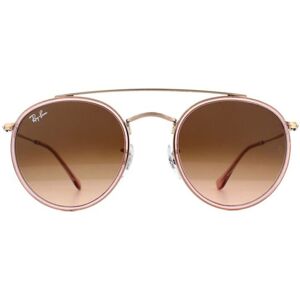 Ray-Ban Unisex Sunglasses Round Double Bridge 3647n 9069a5 Pink Gradient Brown Metal - One Size