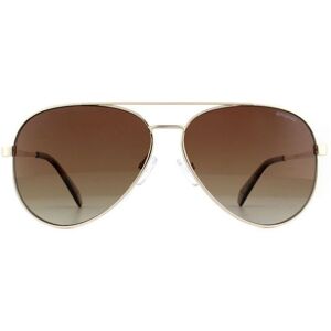 Polaroid Aviator Womens Gold Brown Gradient Polarized Sunglasses Metal - One Size