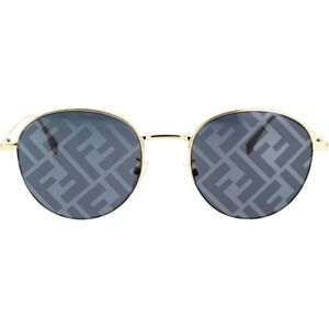 Fendi , Round Glamorous Sunglasses with Half-Frame ,Yellow unisex, Sizes: 52 MM